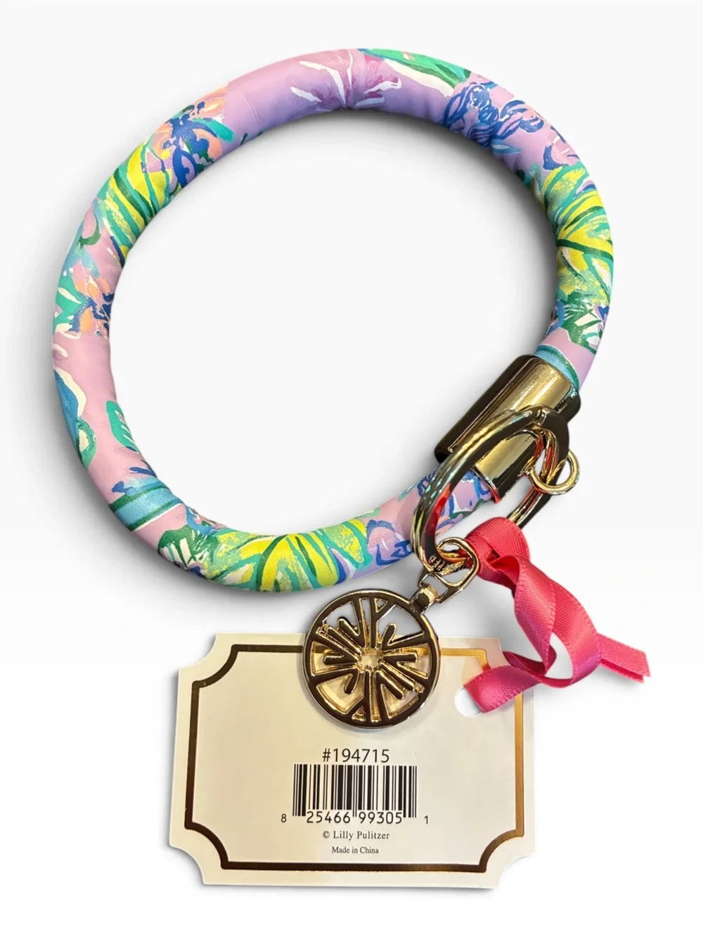 Lilly Pulitzer Round Key Fob Bracelet Mermaids Shade Bike Charm NWT #194715